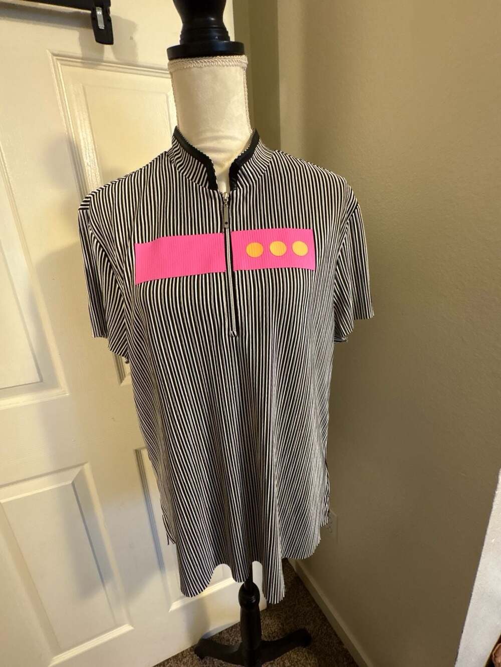 Jamie Sadock Pinstripe Golf Polo Shirt Style 92147 Black White XL